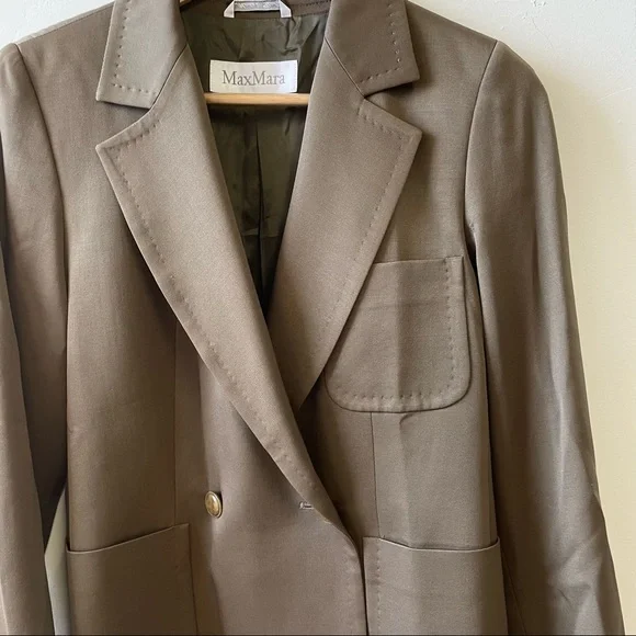 MaxMara Olive Wool Military Blazer Size 6 - Picture 6 of 15